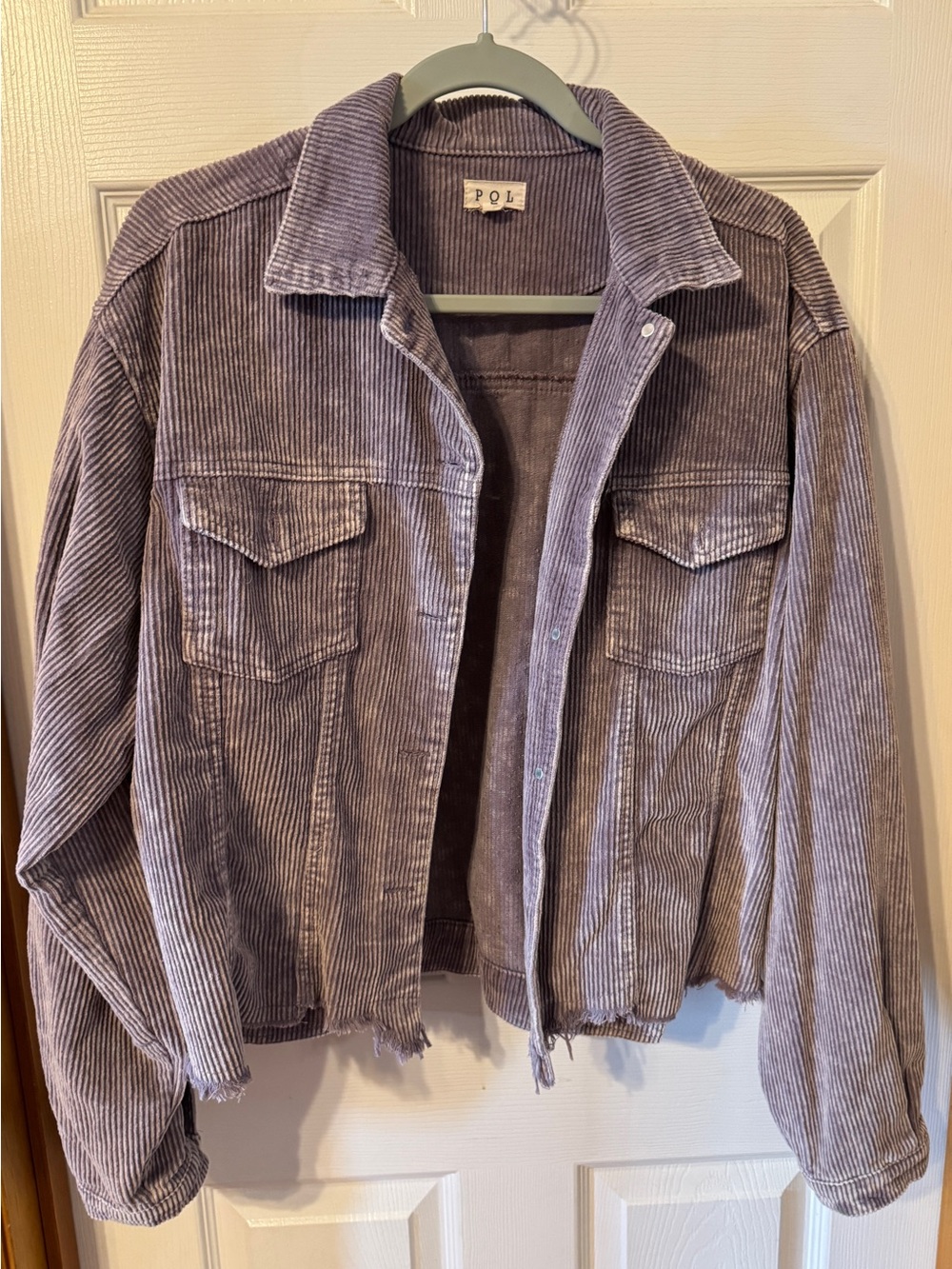 POL Lavender Corduroy Jean Jacket Size Large